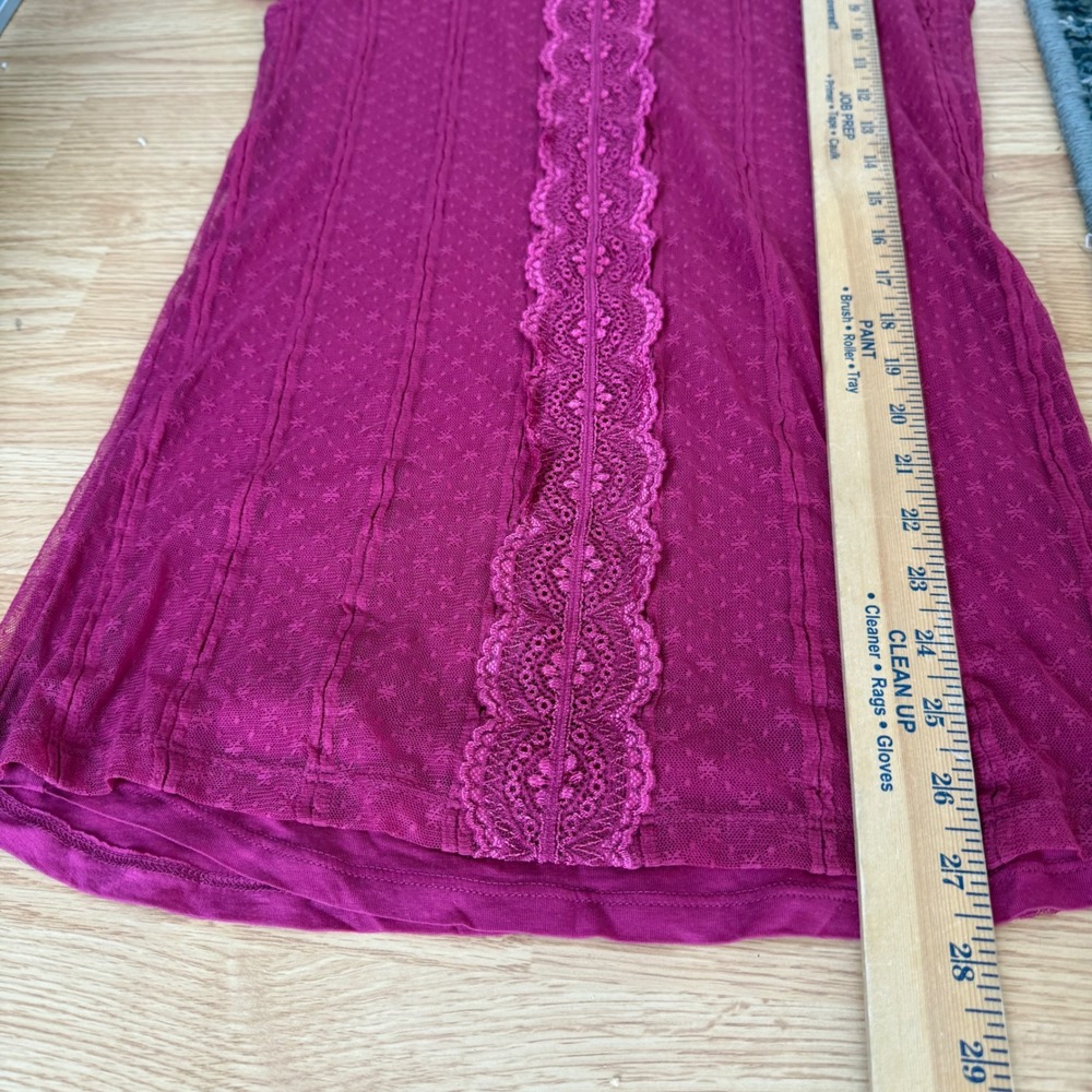 Free People Magenta Lace Trim Short Sleeve Blouse - Picture 6 of 6